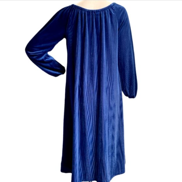 LuLaRoe Elegant Eve Ribbed Long Sleeve Dress Modest Party Sz S Blue #66K - Picture 5 of 9
